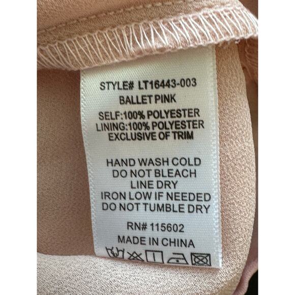 New ~ LUSH ~ Ballet Pink Lace Trim V-neck Chiffon Camisole Size XL - Picture 5 of 6